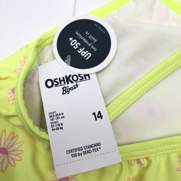 Oshkosh B'Gosh Girls Floral Bikini Set 2 Piece Swimsuit High Waist Sz 14 UPF 50+ - Picture 7 of 11